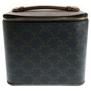 Celine Triomphe Canvas Calfskin Square Vanity Case Wallet Brown